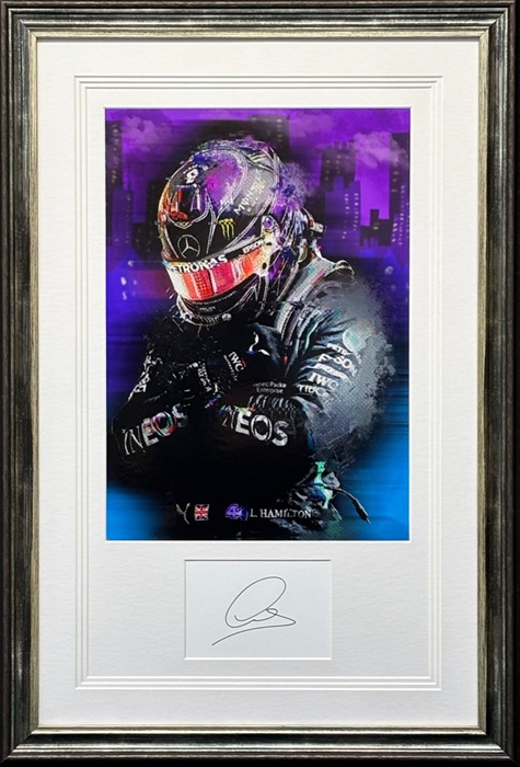 Lot 14 * Sir Lewis Hamilton Print With Frame, Hand Signed By The Iconic British Sporting Legend